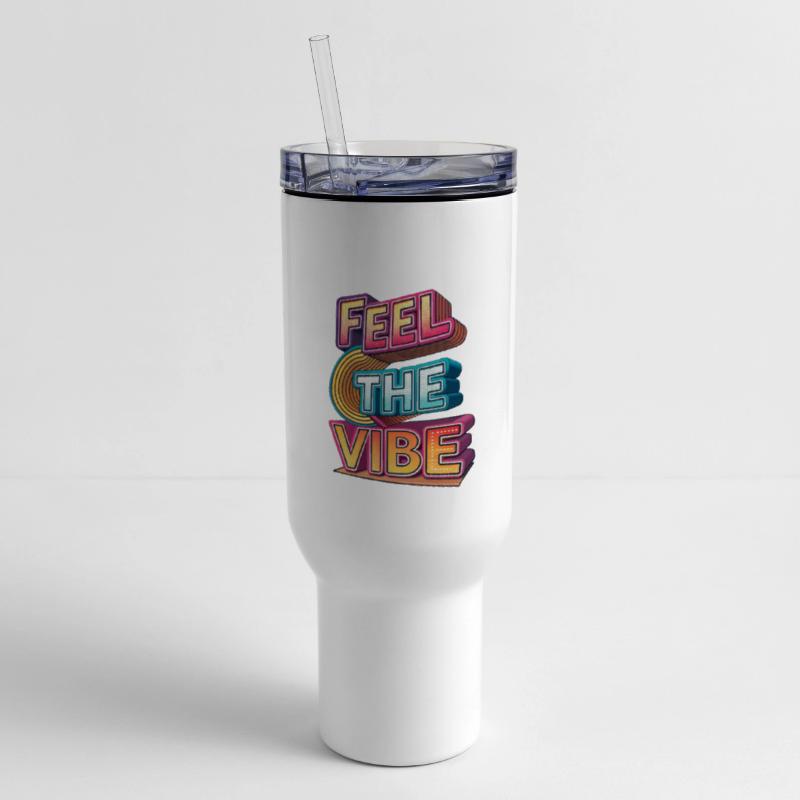 Feel the Vibe – Glitchy 3D Typography T-Shirt