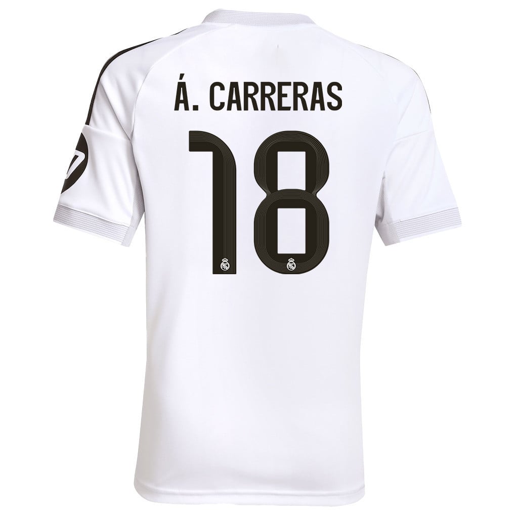 Álvaro Carreras 18 Real Madrid 25/26 Home YOUTH Jersey - White