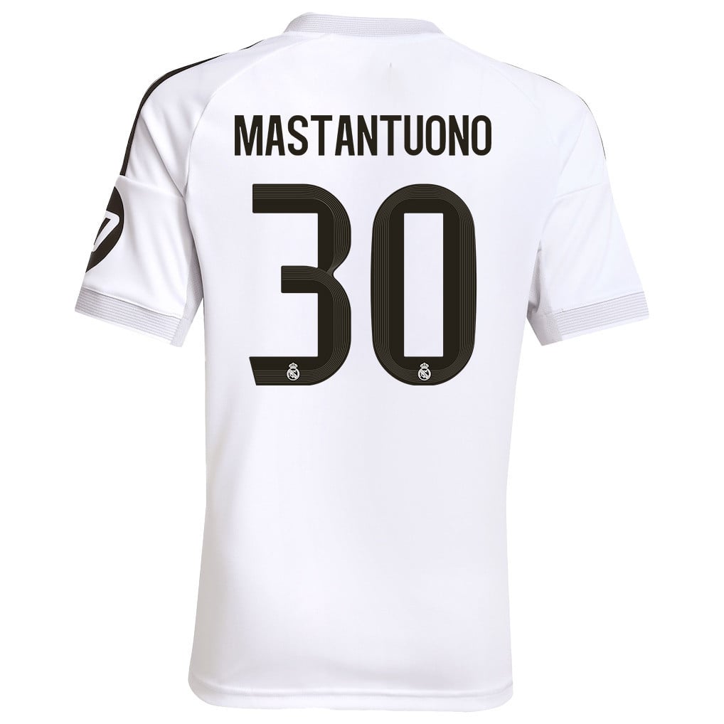 Franco Mastantuono 30 Real Madrid 25/26 Home YOUTH Jersey - White