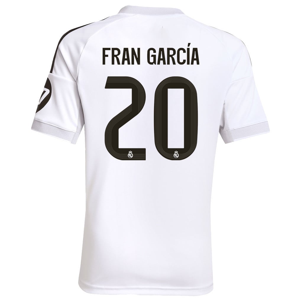 Fran García 20 Real Madrid 25/26 Home YOUTH Jersey - White