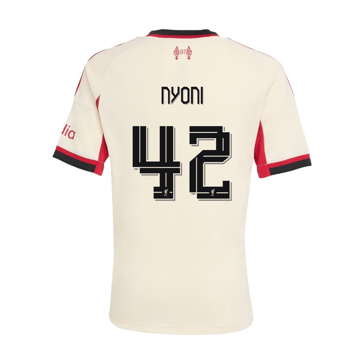 Trey Nyoni 42 Liverpool 25/26 Away YOUTH Jersey - Off-white