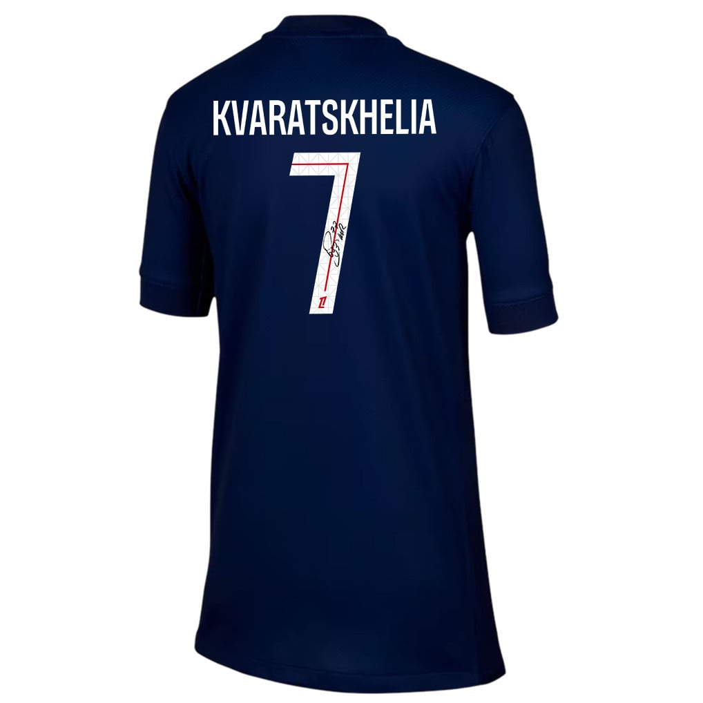 Khvicha Kvaratskhelia 7 Signature Paris Saint-Germain 25/26 Home YOUTH Jersey - Navy