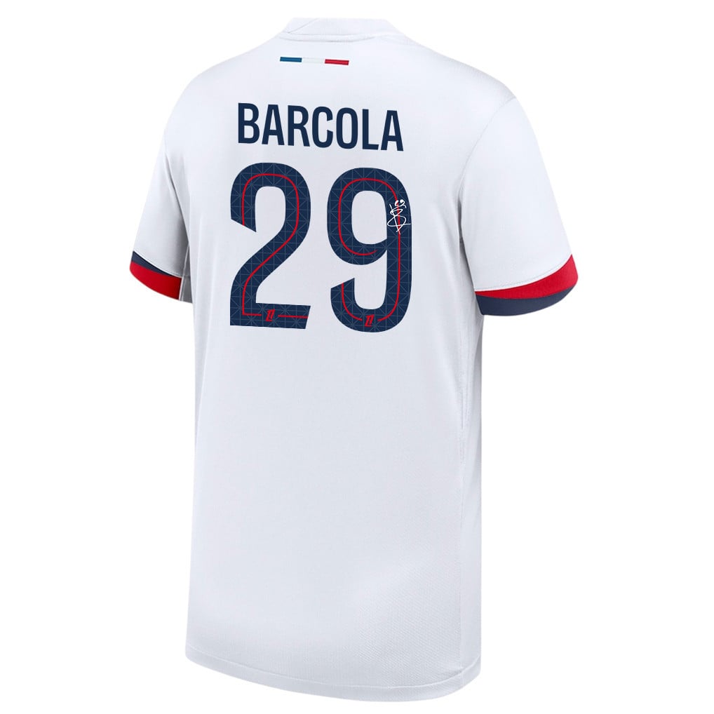 Bradley Barcola 29 Signature Paris Saint-Germain 25/26 Away YOUTH Jersey - White
