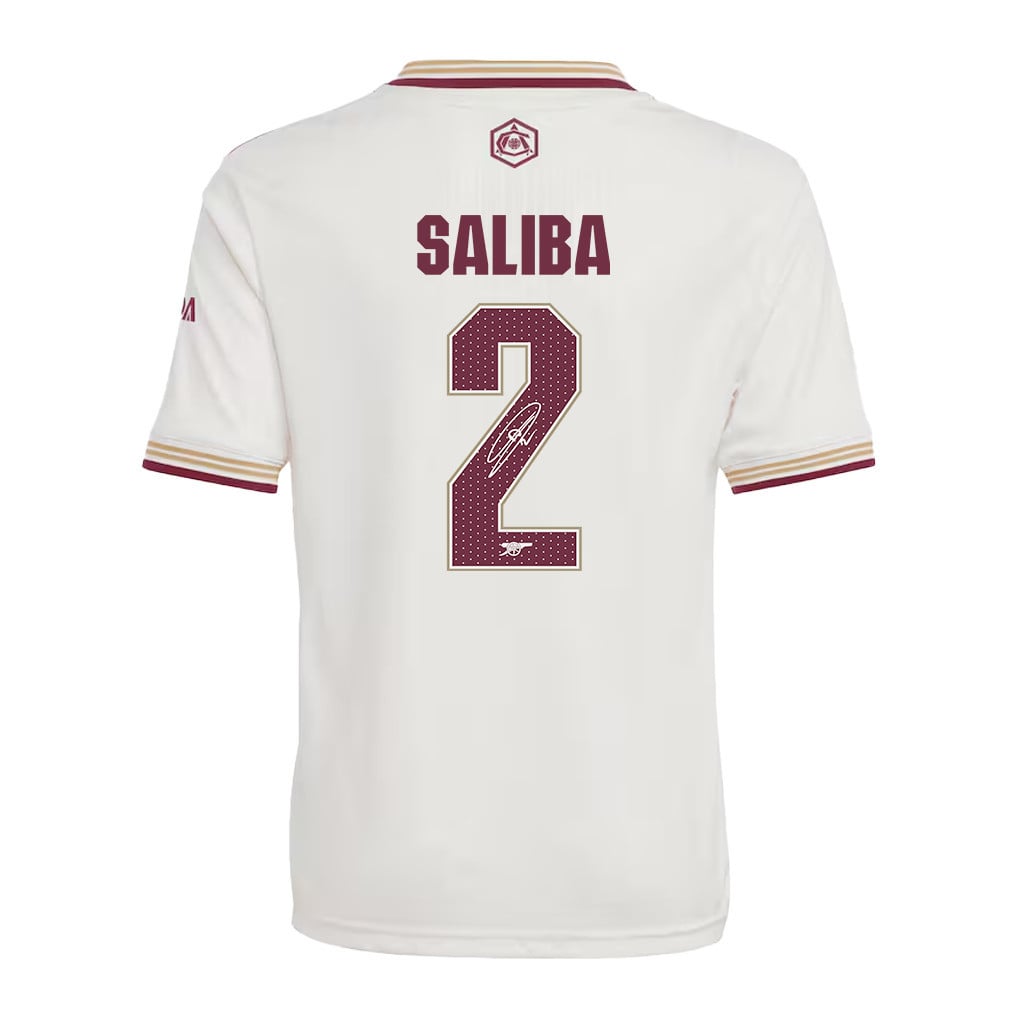 William Saliba 2 Signature Arsenal 25/26 Third YOUTH Jersey - Cream