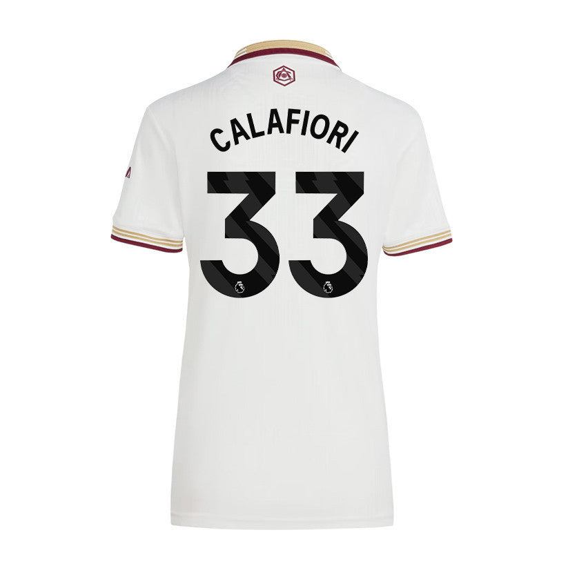Riccardo Calafiori 33 Arsenal 25/26 Third Women Jersey - White