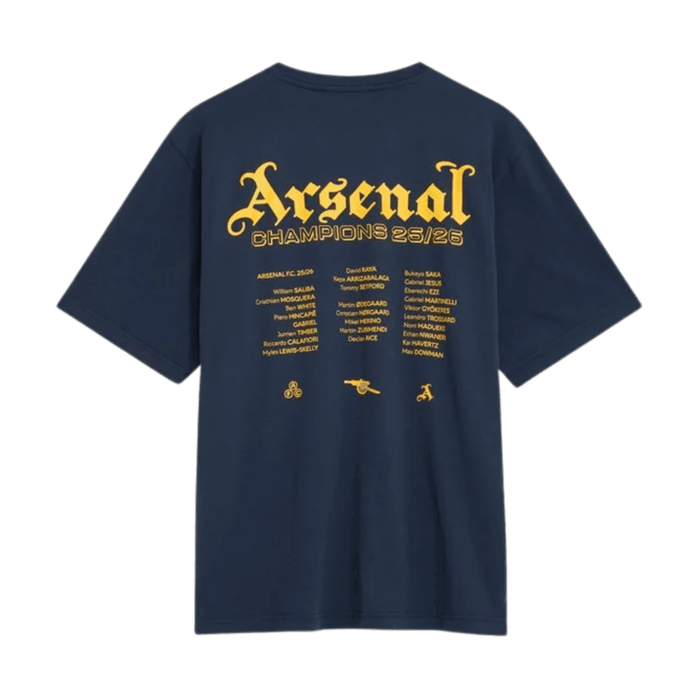 Arsenal Champions Squad 25/26 Crew T-Shirt - Navy