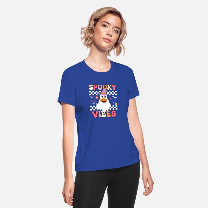 Groovy Spooky Season Retro Ghost Holding Pumpkin