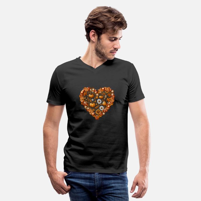 Heart filled with pumpkins, leaves and nuts