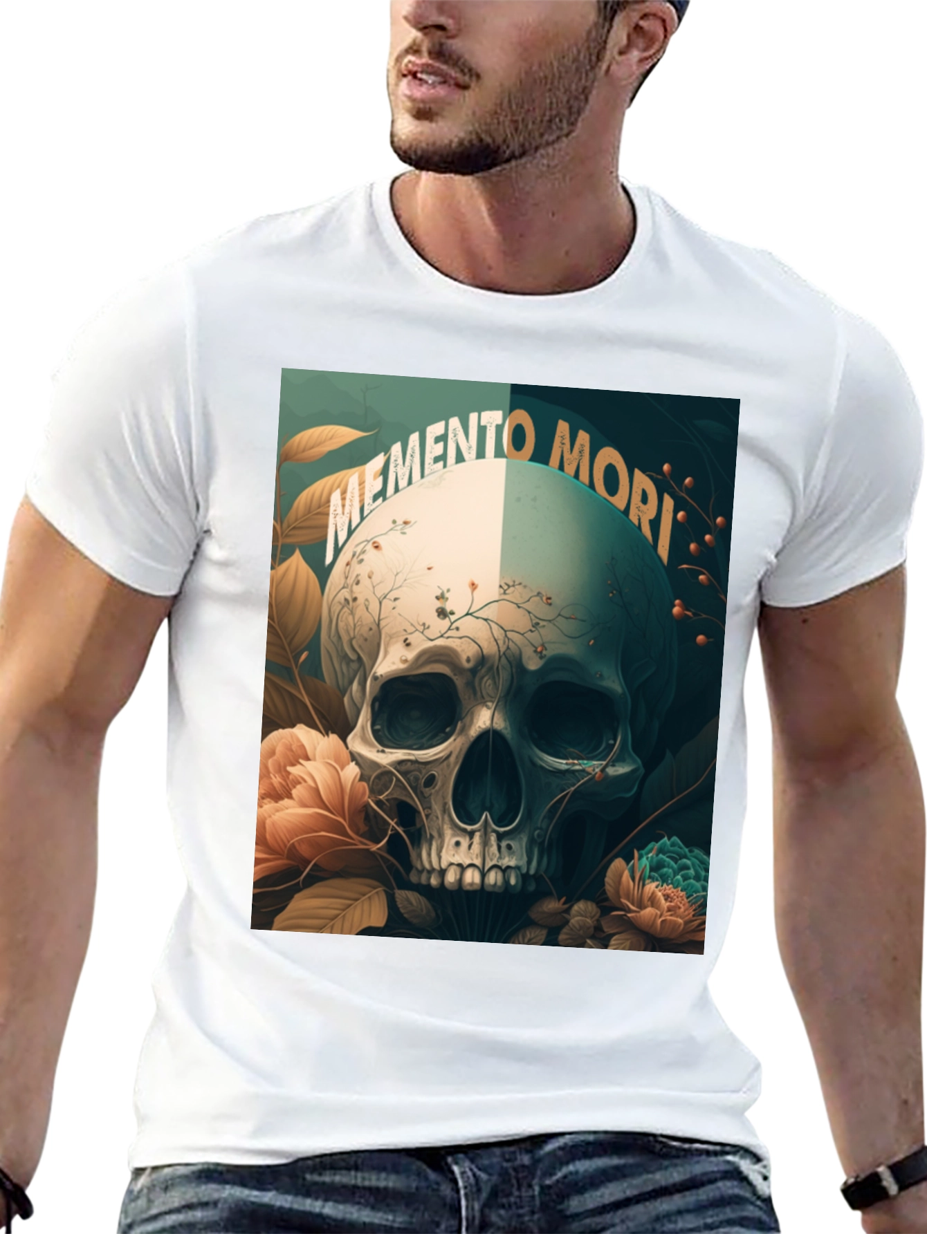 Memento Mori Skull Graphic Tee - Black