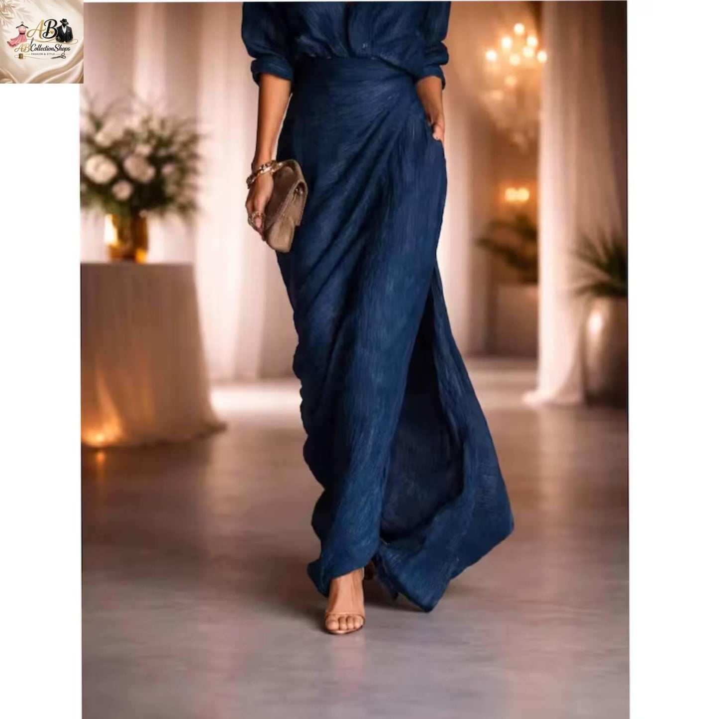 Elegant Blue Maxi Shirt Dress for Women |Casual Chic Evening Dress | Modest Fashion Outfit |