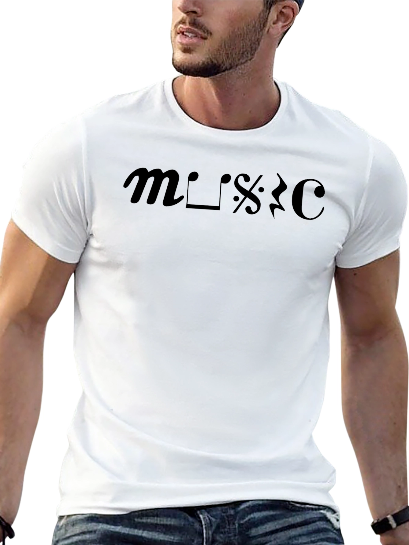 Music Symbol Graphic Black Tee - Stylish & Unique