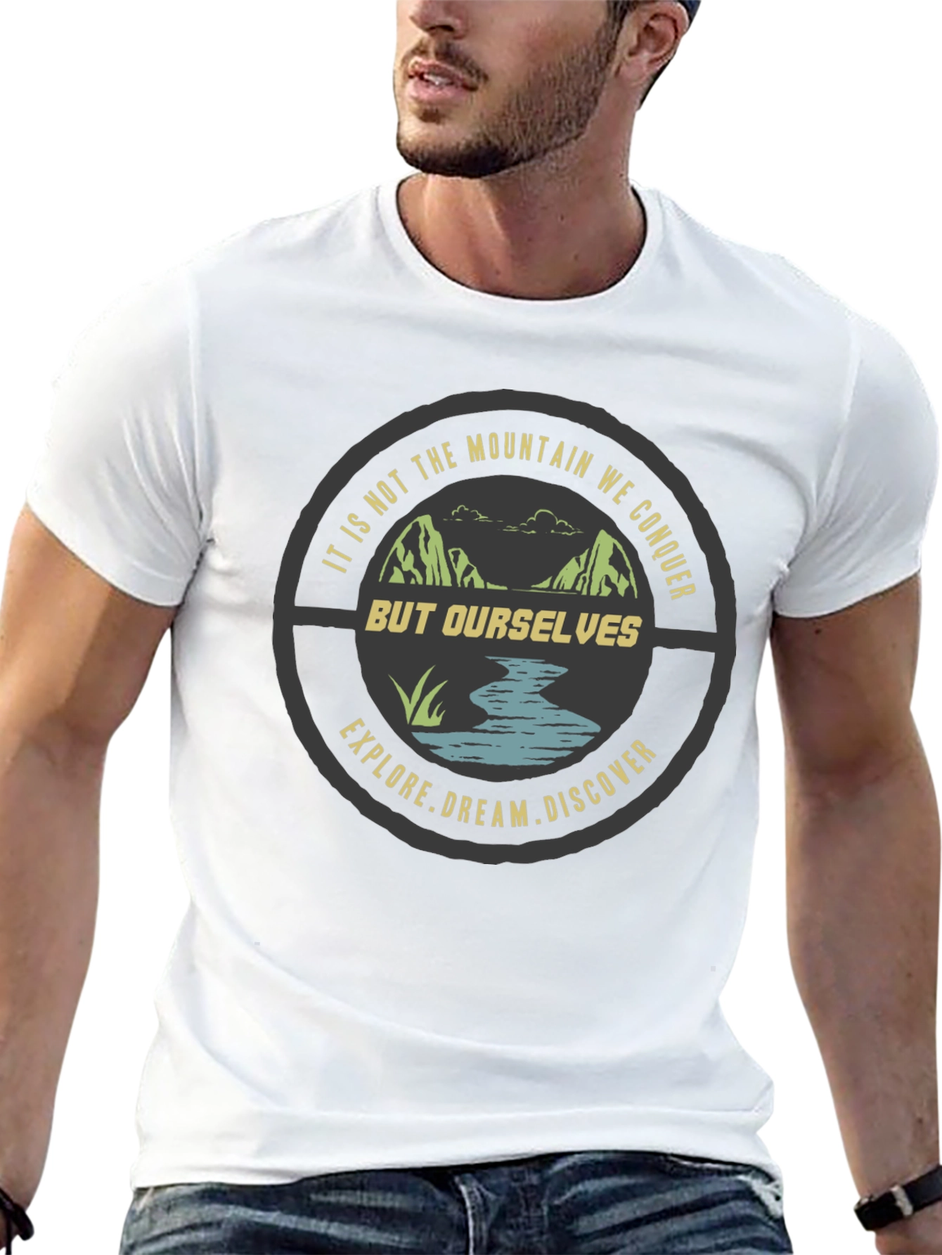 Mountain Conquer Graphic Tee - Explore Dream Discover