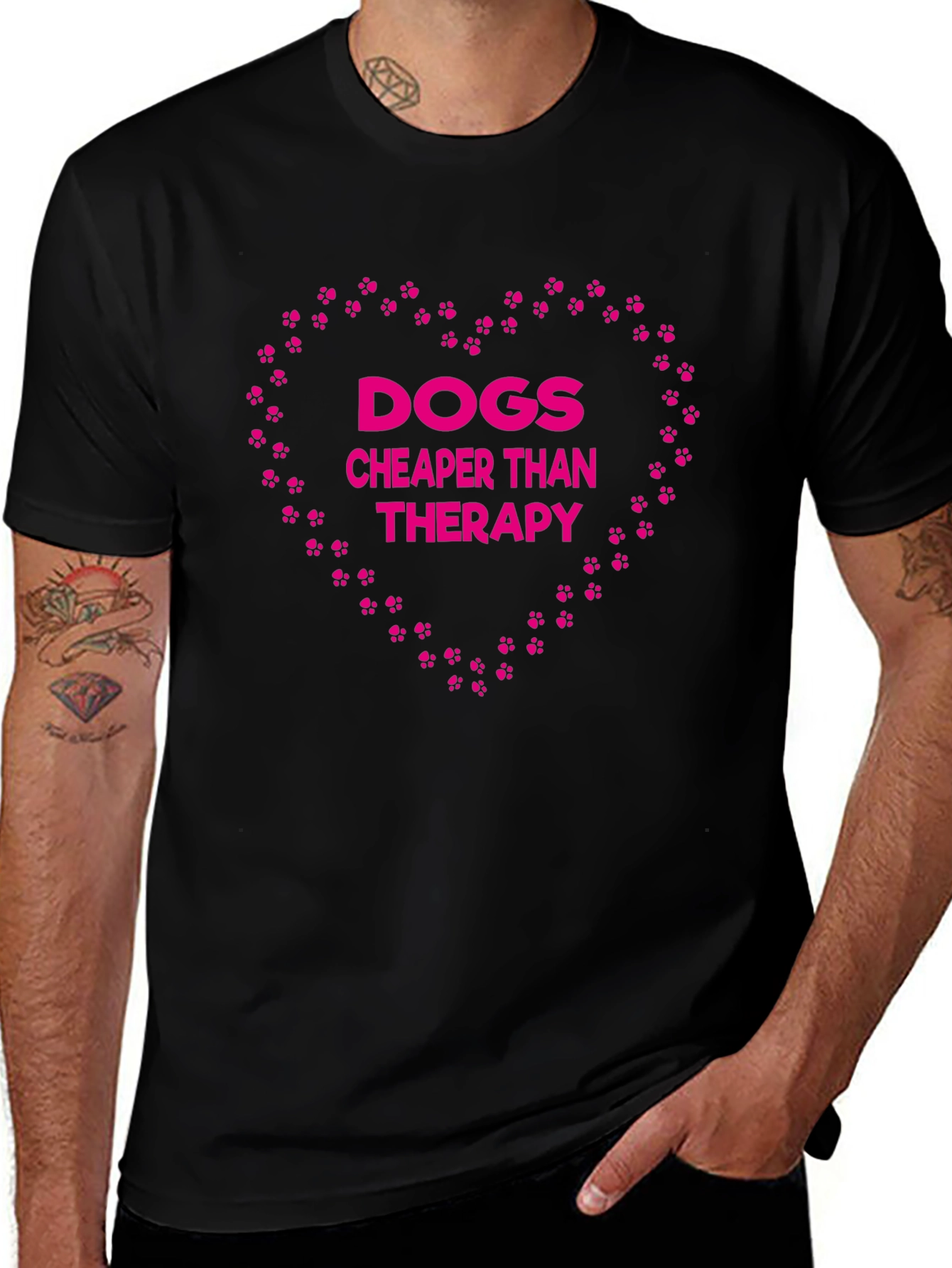 Dogs Cheaper Than Therapy Black Graphic Tee