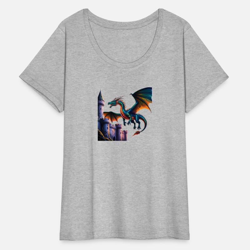 "Majestic Dragon Soaring Over a Castle at Sunset