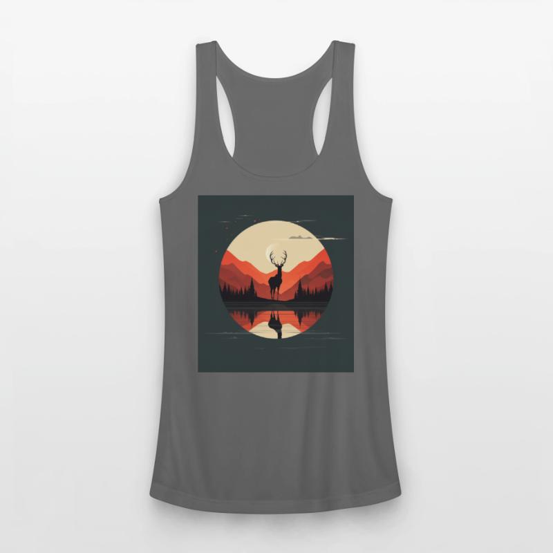 Moonlit Scenic Deer Reflection Design