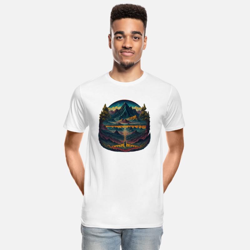 Psychedelic illustration of mountains landscape