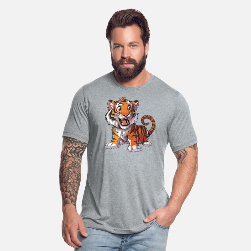 Roaring Young Tiger Cub Playful Stance