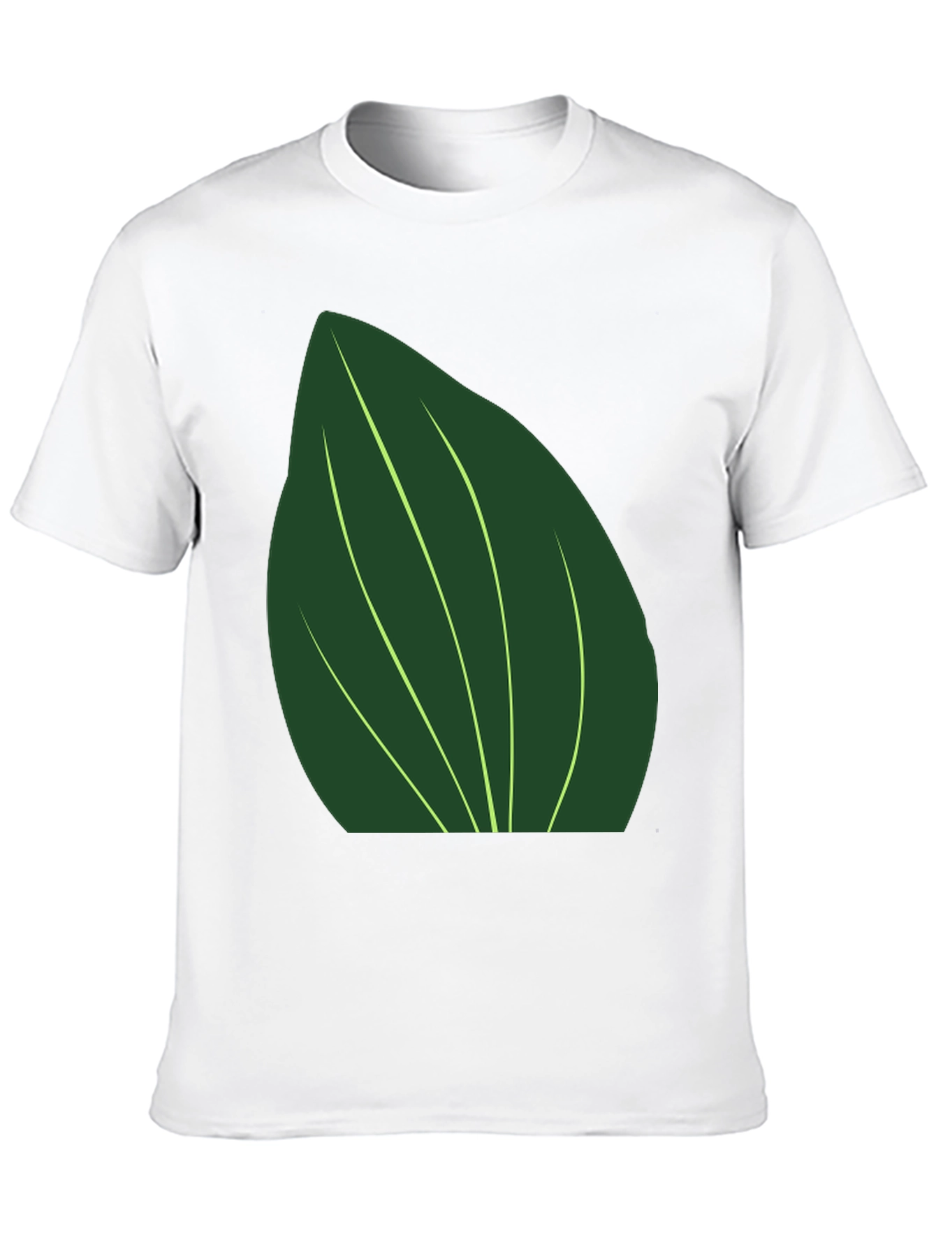 Leaf Design Black Cotton T-Shirt