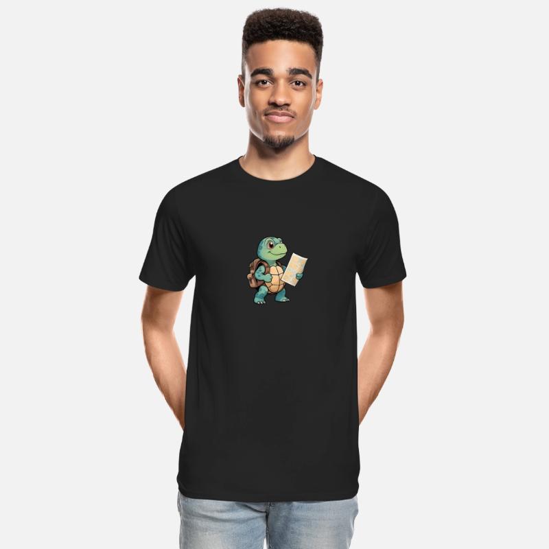 Turtle Holding Map Cute Explorer Travel Art.