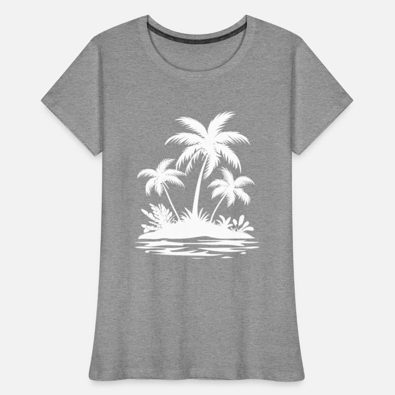 White Silhouette Island With white Palm Trees