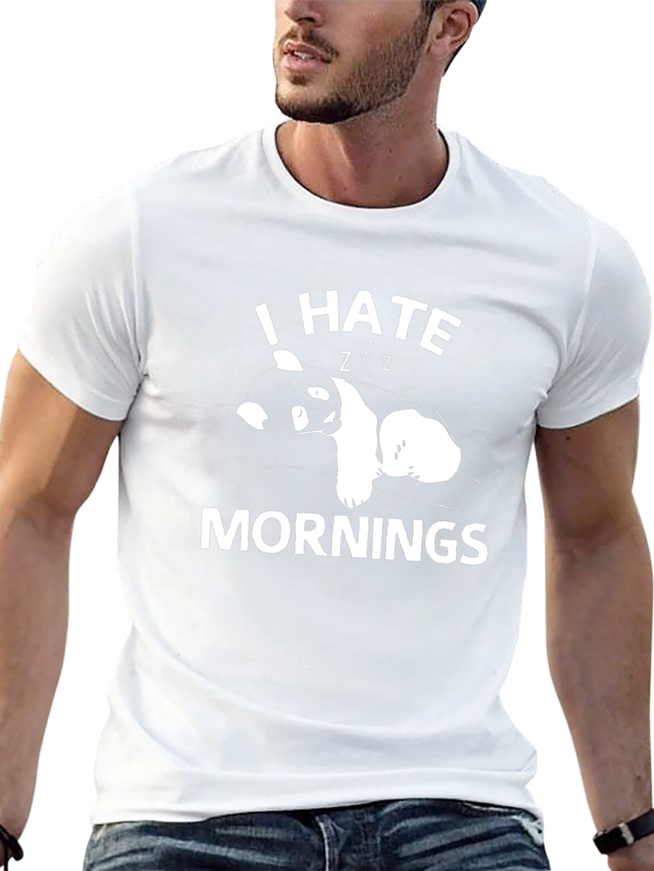 I Hate Mornings Panda Graphic T-Shirt