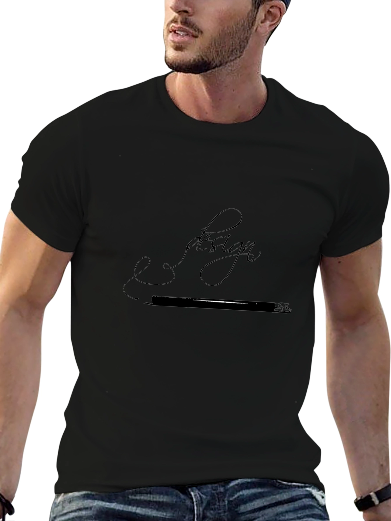 Stylish Black Graphic Tee - Design Script