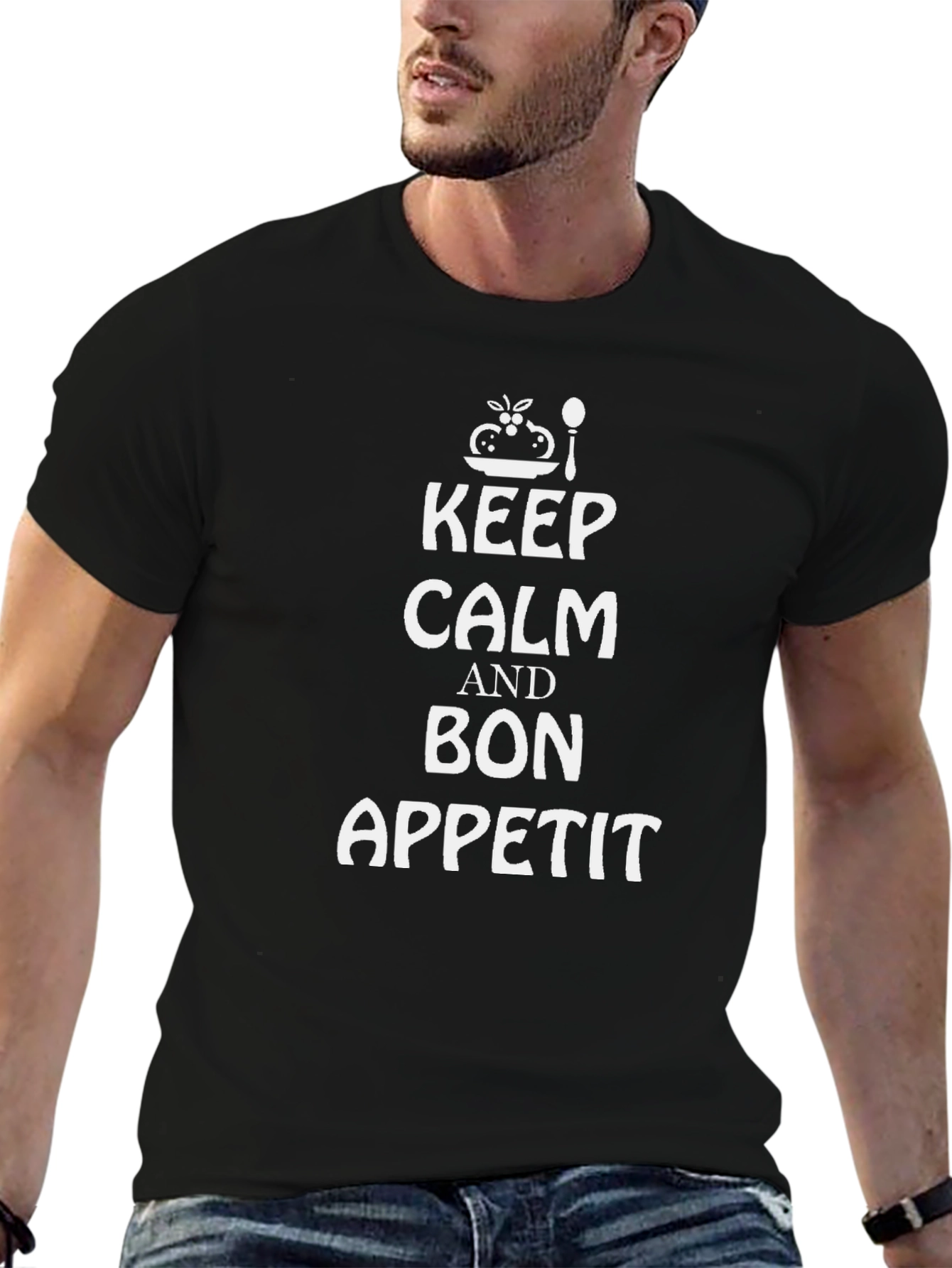 Keep Calm and Bon Appetit Black T-Shirt