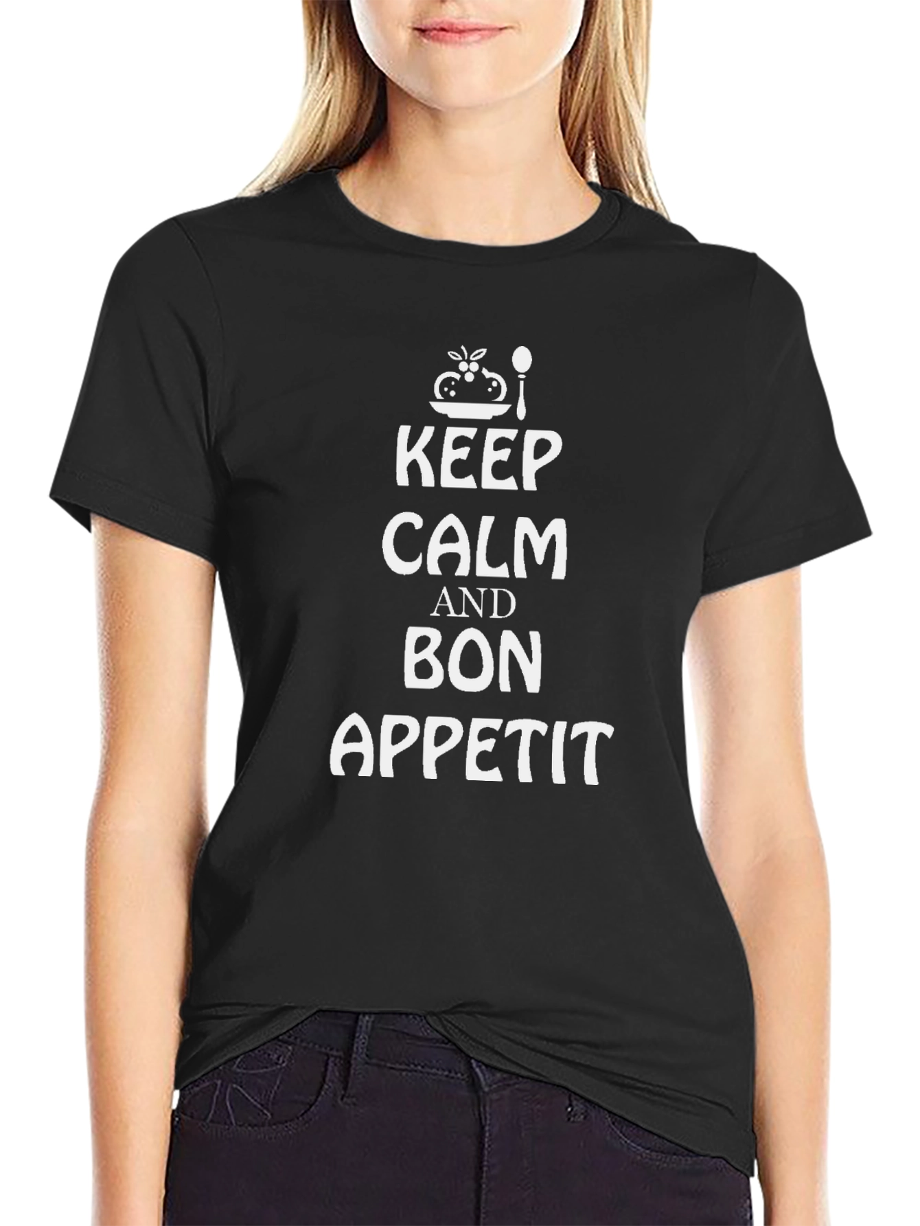 Keep Calm and Bon Appetit Black T-Shirt