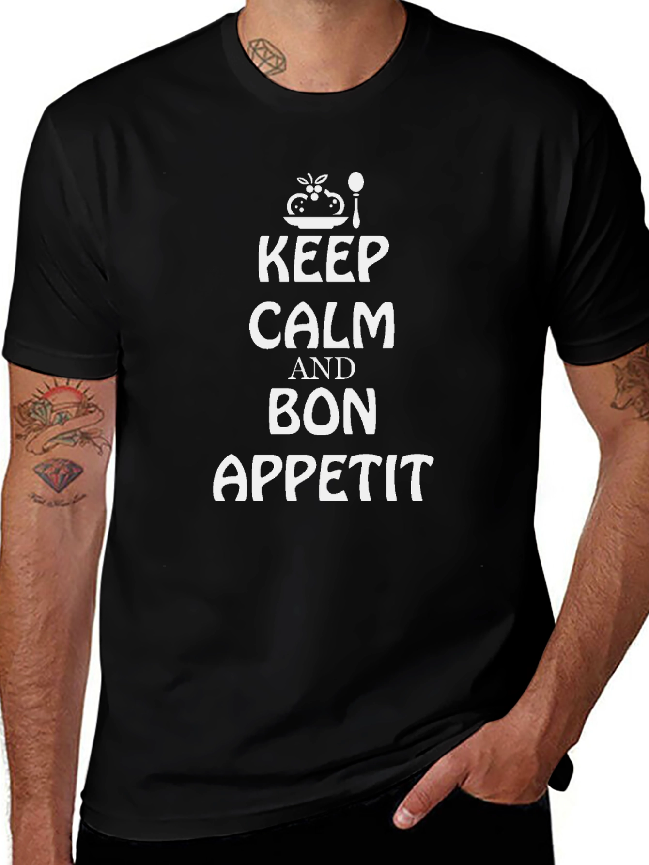 Keep Calm and Bon Appetit Black T-Shirt