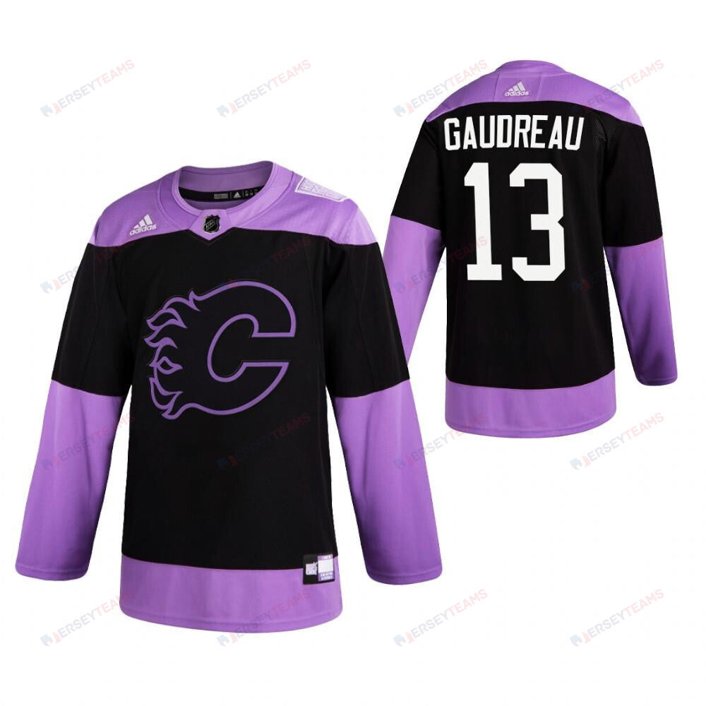Johnny Gaudreau 13 Calgary Flames HockeyFightsCancer Purple Jersey Jersey