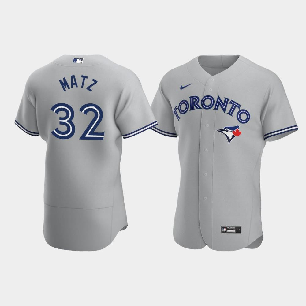 Men's Toronto Blue Jays 32 Steven Matz Gray Road Jersey Jersey