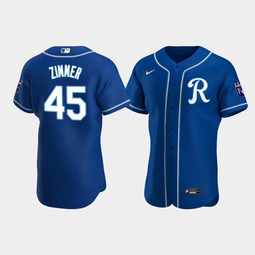 Kyle Zimmer 45 Kansas City Royals Team Logo Royal Alternate Jersey Jersey
