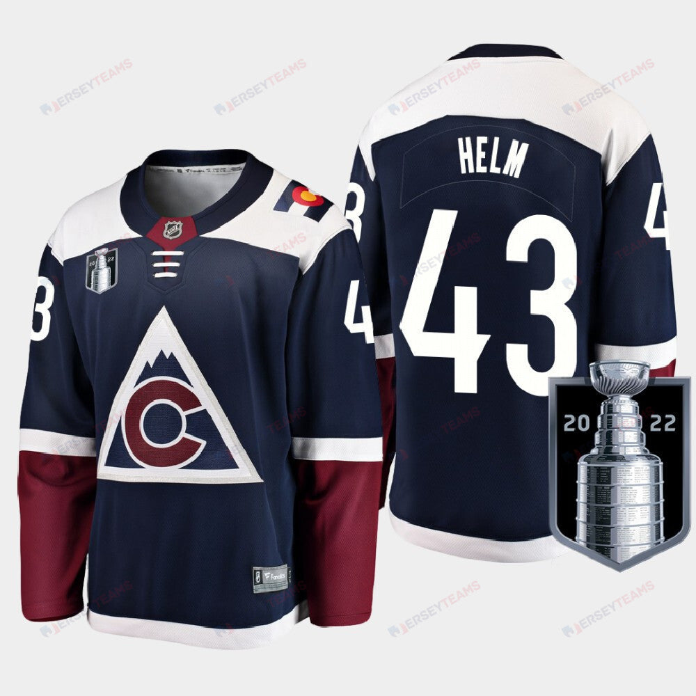 Colorado Avalanche 43 Darren Helm Stanley Cup Final Navy Equipment Jersey Alternate