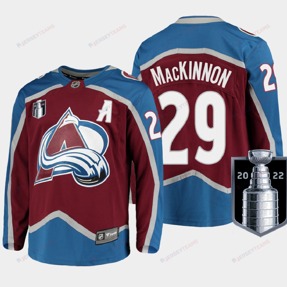 Colorado Avalanche 29 Nathan MacKinnon Stanley Cup Final Burgundy Equipment Home Jersey