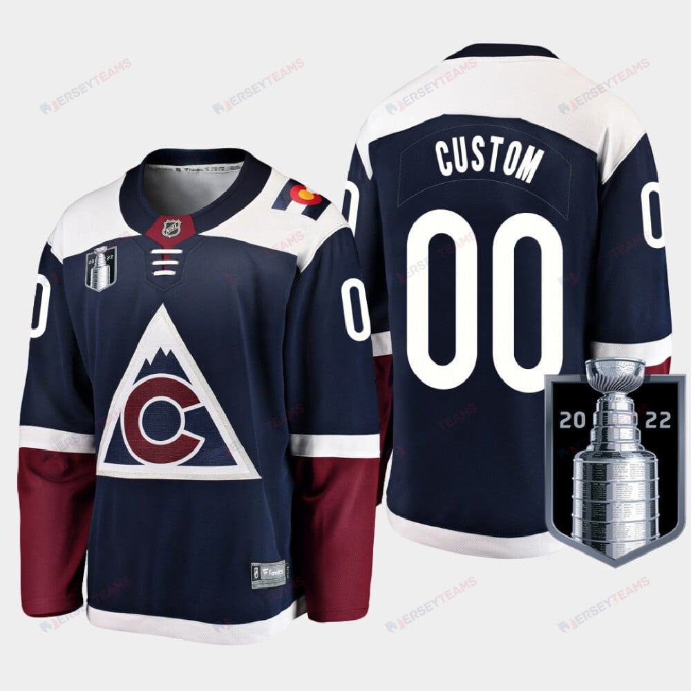 Colorado Avalanche 00 Custom Stanley Cup Final Navy Equipment Jersey Alternate
