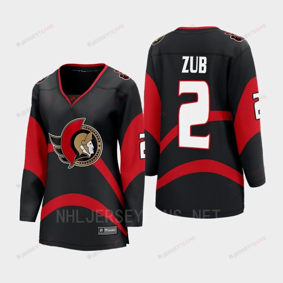 Ottawa Senators 2 Artem Zub Reverse Retro Black Equipment, Women