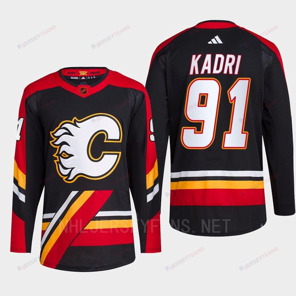 Nazem Kadri 91 Reverse Retro 2.0 2022 Calgary Flames Black Jersey Primegreen