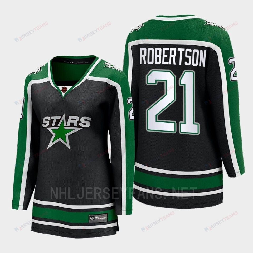 Dallas Stars 21 Jason Robertson Reverse Retro Black Equipment, Women