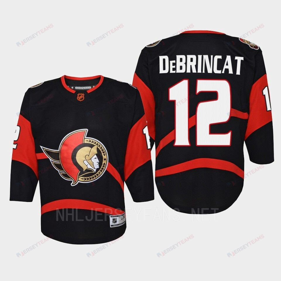 Ottawa Senators 12 Alex DeBrincat Reverse Retro Black Equipment, Youth