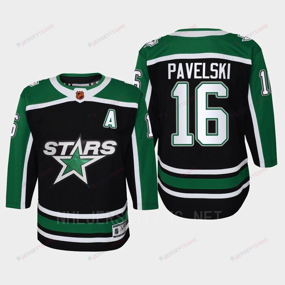 Dallas Stars 16 Joe Pavelski Reverse Retro Black Equipment, Youth