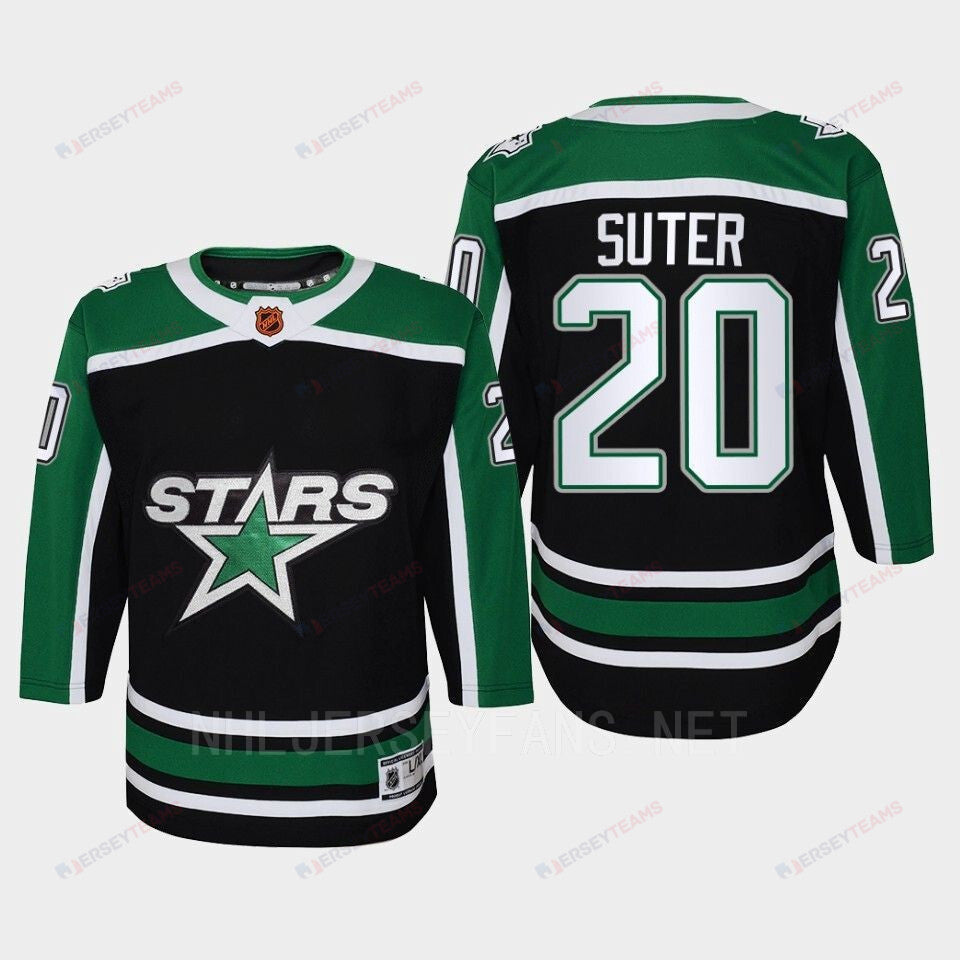 Dallas Stars 20 Ryan Suter Reverse Retro Black Equipment, Youth