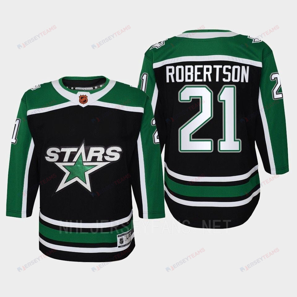 Dallas Stars 21 Jason Robertson Reverse Retro Black Equipment, Youth