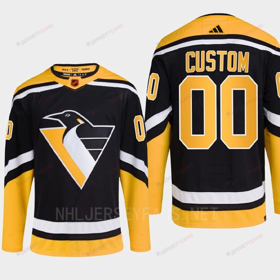 Pittsburgh Penguins 2022 Reverse Retro 2.0 Custom 00 Black Primegreen Jersey Men's
