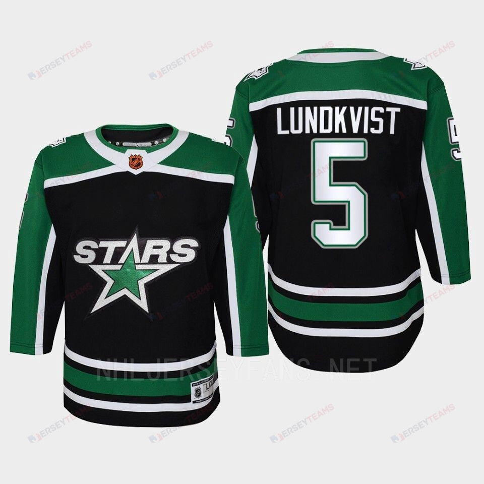 Dallas Stars 5 Nils Lundkvist Reverse Retro Black Equipment, Youth