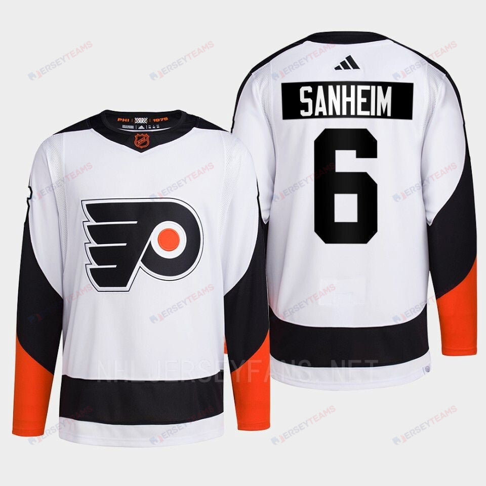 Philadelphia Flyers 2022 Reverse Retro 2.0 Travis Sanheim 6 White Primegreen Jersey Men's