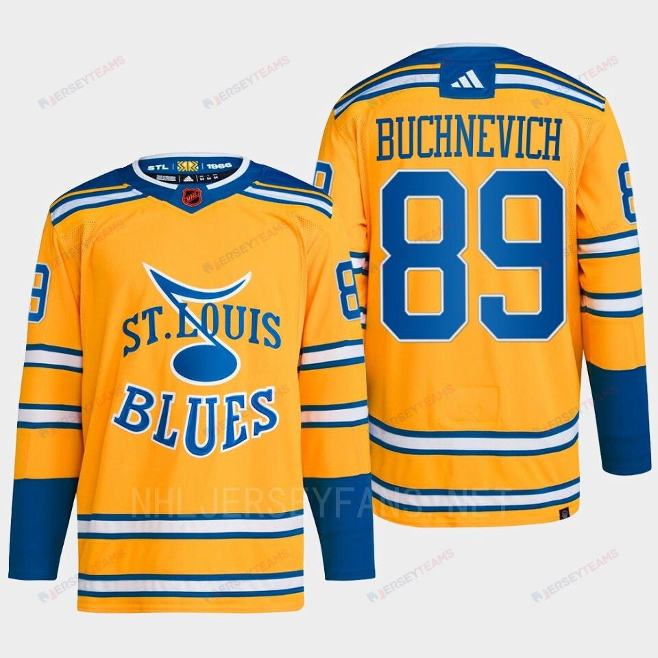Pavel Buchnevich 89 Reverse Retro 2.0 2022 St. Louis Blues Yellow Jersey Primegreen