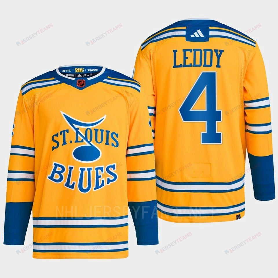 Nick Leddy 4 Reverse Retro 2.0 2022 St. Louis Blues Yellow Jersey Primegreen