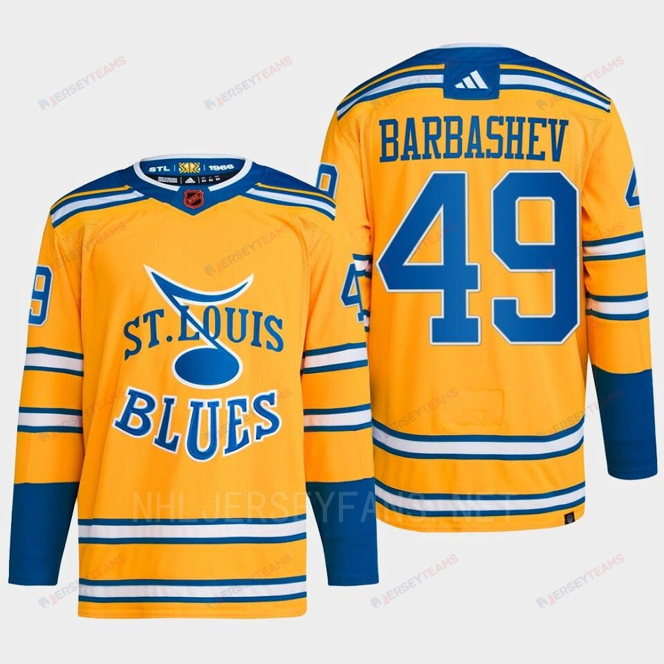 Ivan Barbashev 49 Reverse Retro 2.0 2022 St. Louis Blues Yellow Jersey Primegreen