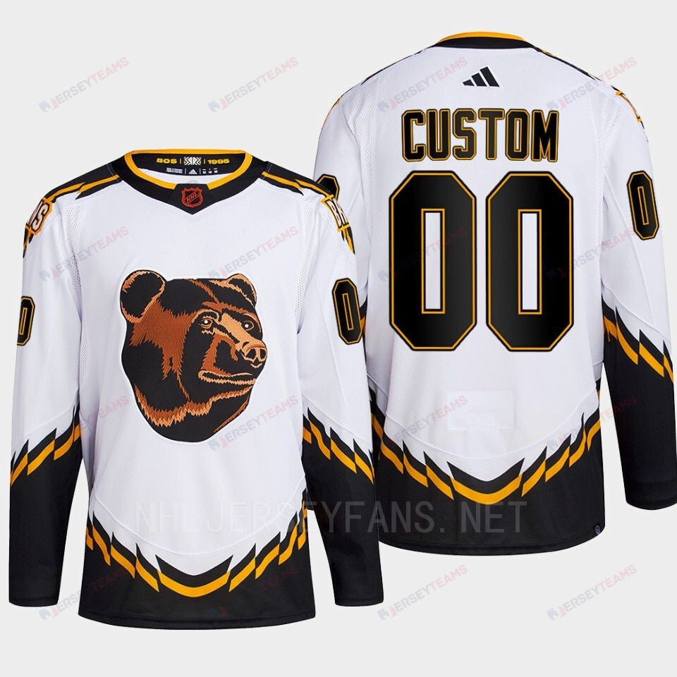 Boston Bruins 2022 Reverse Retro 2.0 Custom 00 White Primegreen Jersey Men's