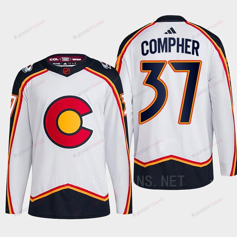 J.T. Compher 37 Reverse Retro 2.0 2022 Colorado Avalanche White Jersey Primegreen